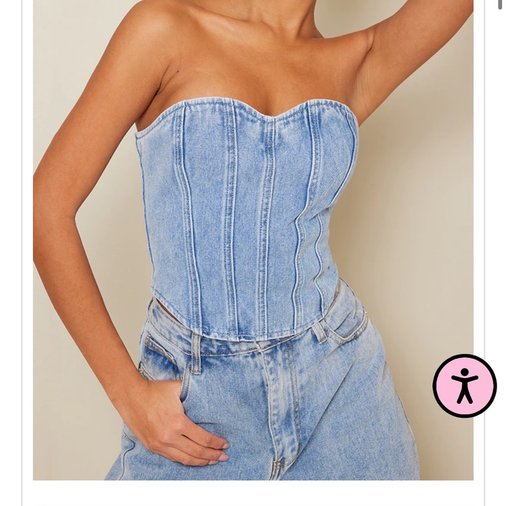 Denim corset top